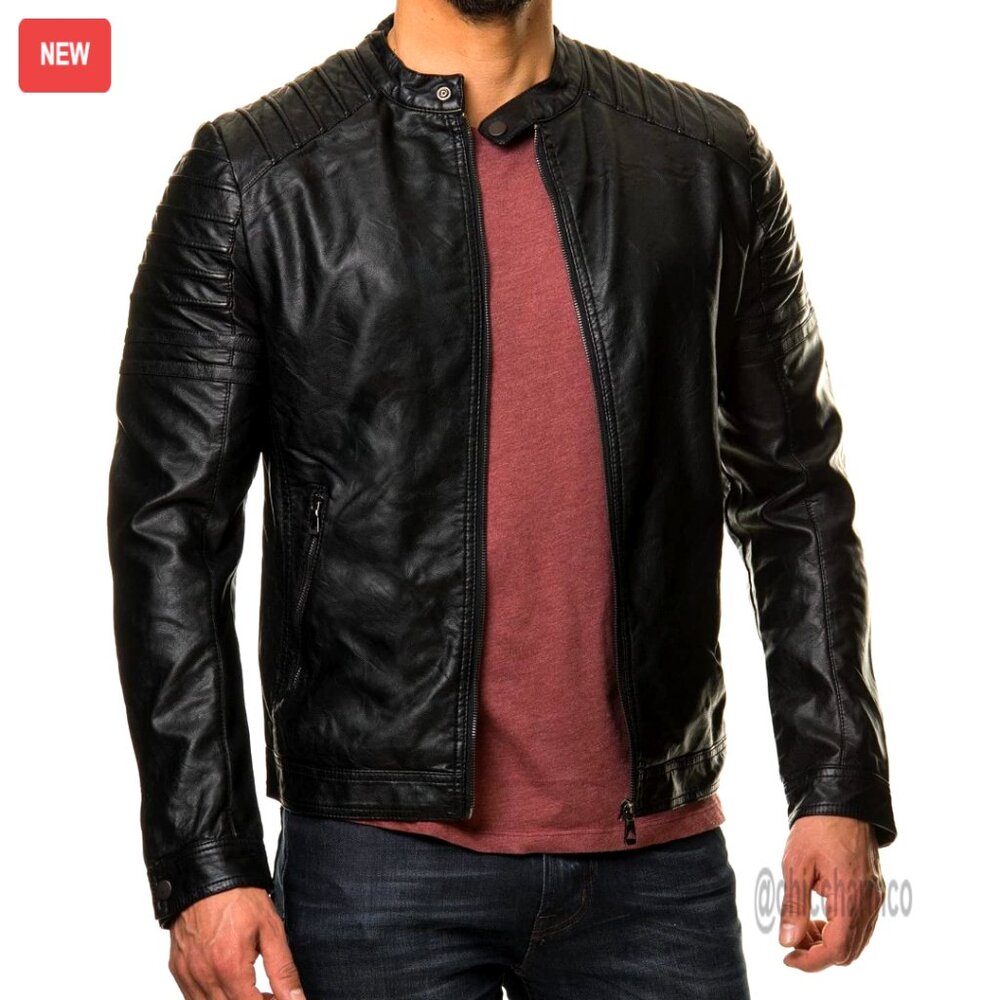Lambskin Leather Biker Jacket Motorcycle Jacket Men's